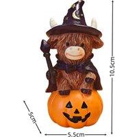 Quipulse Highland Cow Resin Figurines in Orange