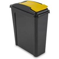 PAWNORA 25L Plastic Bin With yellow Flap Lid in Black