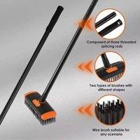 SPETLEK 3 in 1 Garden Weed Brush Patio Cleaner Twin Head in Black | Size: 100 cm x 15 cm