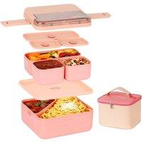 PAWNORA 1800ml Bento Lunch Box Set pink