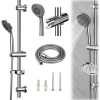 SPETLEK Adjustable Shower Riser Rail Kit with Soap Holder & 1.5m Shower Hose in Silver
