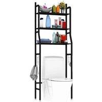 FORGEVIO Modern 3 Tier Multi Purpose Over Toilet Rack in Black | Size: 0.6m2