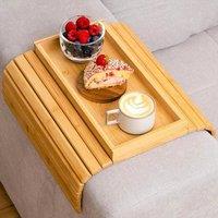FORGEVIO Natural Bamboo Wood Sofa Armrest Tray | Size: 0.6m2