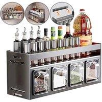 PAWNORA Aluminum Spice Herb Jar Rack Holder in Grey