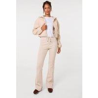 Pink Vanilla Women's Beige Cropped Zip Through Hoodie | Size: Small