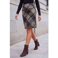 Roman Women's Button Check Skirt in Chocolate | Size: 12