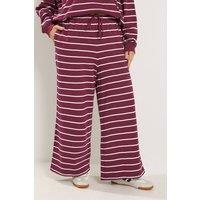 Yours Women's Stripe Cotton Trousers in Burgundy | Size: 30-32S