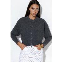 Viorna Women's Crop Ribbed Cardigan With Buttons in Charcoal | Size: Small