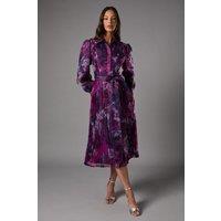 Coast Women's Organza Printed Shirt Dress in Purple | Size: 14