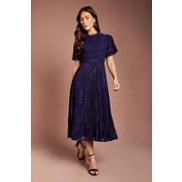 Coast Women's Pleated Lace Midi Dress in Navy | Size: 14