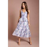 Coast Women's Satin Jacquard Cami Full Skirted Midi Dress in Lilac | Size: 14