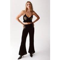 NastyGal Women's Star Embellished Velvet Flared Pants in Black | Size: 6