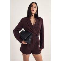 NastyGal Women's Tailored Button Detail Romper in Chocolate | Size: 8