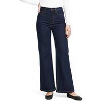 Lands' End Women's Petite Recover Wide Leg Jeans, High Waisted in Dark Indigo | Size: 14-16S