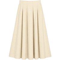 MixRay Women's High Waist A-Line Midi Skirt in Stone | Size: Large