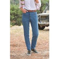 WoolOvers Women's Stretch Easy Tapered Leg Jeans in Mid Blue | Size: 12R