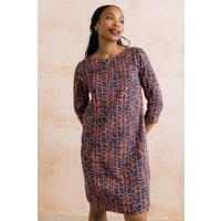 Lily & Me Women's Carlotta Knee Length Cotton Printed Shift Dress in Navy | Size: 10
