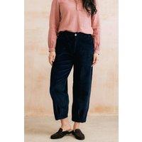 Lily & Me Women's Shirin Barrel Leg Beautifully Soft Jumbo Cord Trousers in Navy | Size: 12