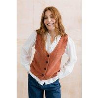 Lily & Me Women's Ivy Flecked Knit Beautifully Soft Sleeveless Waistcoat in Terracotta | Size: 16