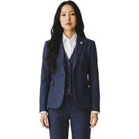 Infinity Leather Women's 3 Piece Herringbone Tweed Formal Suit - AK06 in Navy | Size: 8