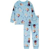 Disney Girl's Frozen Anna & Elsa Fleece Pyjamas in Blue | Size: 3-4 Years