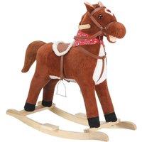 SPETLEK Kids Plush Rocking Horse Moving Mouth Tail Sounds in Brown | Size: 100 cm x 60 cm