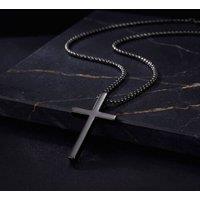 Harfi Men's Black Crucifix Cross Pendant Chain for Men | Size: 20 inches