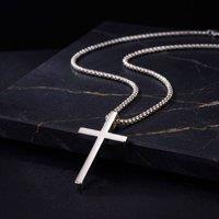 Harfi Men's Silver Crucifix Cross Pendant Chain for Men | Size: 20 inches