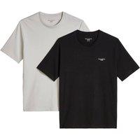 Marc O Polo DENIM Men's T-shirt Pack of 2 - T-Shirt Logo Print Double Pack in Dark Grey | Size: Large