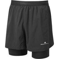 Ronhill Men's Tech 5 Twin Shorts in Black | Size: Medium