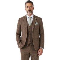 Infinity Leather Men's 3 Piece Wool Blend Tweed Suit - Oscar in Brown | Size: 52R