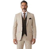 Infinity Leather Men's 3 Piece Suit with Tweed Check Waistcoat - Belmont in Beige | Size: 44R