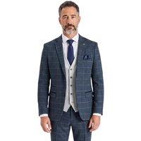 Infinity Leather Men's Check Tweed Heritage Style 3 Piece Suit - Belmont in Navy | Size: 34R