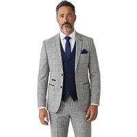 Infinity Leather Men's Check Prince of Wales Formal Wedding 3 Piece Suit - Hugo in Grey | Size: 44R
