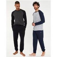 threadbare Men's Long Raglan Lounge Sets in Grey | Size: XL