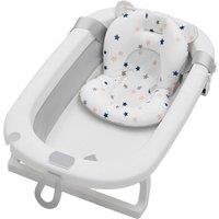 Living and Home Baby Collapsible Bathtub with Soft Support Cushion in Grey
