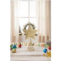 Living and Home Christmas Tree Star Topper Golden Glitter Ornaments Home Party Decor in Gold