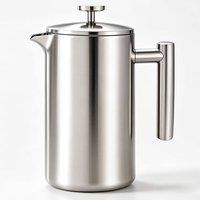 Crystals 800ml French Press Stainless Steel Coffee Tea Filter Maker Plunger in Metallic Silver