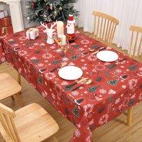 London Boutique Waterproof &Washable Tablecloth Christmas Snowflake Design Table Cover in Red | Size: 52Inch52Inch