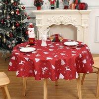London Boutique Waterproof Christmas Tablecloth Washable Deer Table Cover in Red | Size: 60 inches