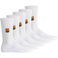 FC Barcelona Socks Pack of 5 - FCB Crew Socks 5-Pack Embroidery in White | Size: 9