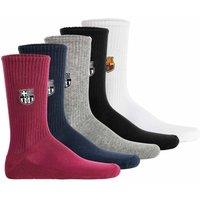 FC Barcelona Socks Pack of 5 - FCB Crew Socks 5-Pack Embroidery in Fuchsia | Size: 6.5-8.5
