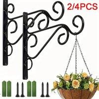 SPETLEK 4X Heavy Duty Garden Metal Hanging Basket Brackets Plant Hanger Hook in Black | Size: 10000mm x 520mm
