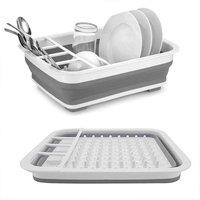FORGEVIO Large Collapsible Dish Drainer Folding Draining Rack in Grey | Size: 0.6m2
