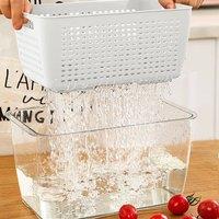 FORGEVIO White 19.8x13x11cm Fridge Drain Storage Basket Box | Size: 500mm