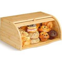 FORGEVIO Bamboo Bread Box Natural Roll Top Lid Wooden | Size: 0.6m2