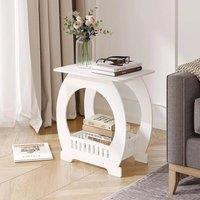 FORGEVIO Arch-44x30x46cm Small Bedside Table Cabinet Side in White | Size: 0.6m2
