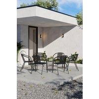 Garden Sanctuary 6Pcs Plastic Rattan Woven Stacking Garden Chairs in Black