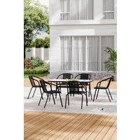 Living and Home 150Cm Rectangle 6 - Person Long Dining Set in Black