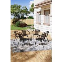 Living and Home 6-Pack Stackable Vintage Rattan Armchairs - Black Outdoor Patio Dining Set for Garden
